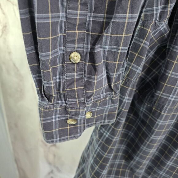 Columbia Shirt Mens XL Blue Button Down Up Plaid Vented Cotton Long Sleeve PHG - Picture 7 of 13